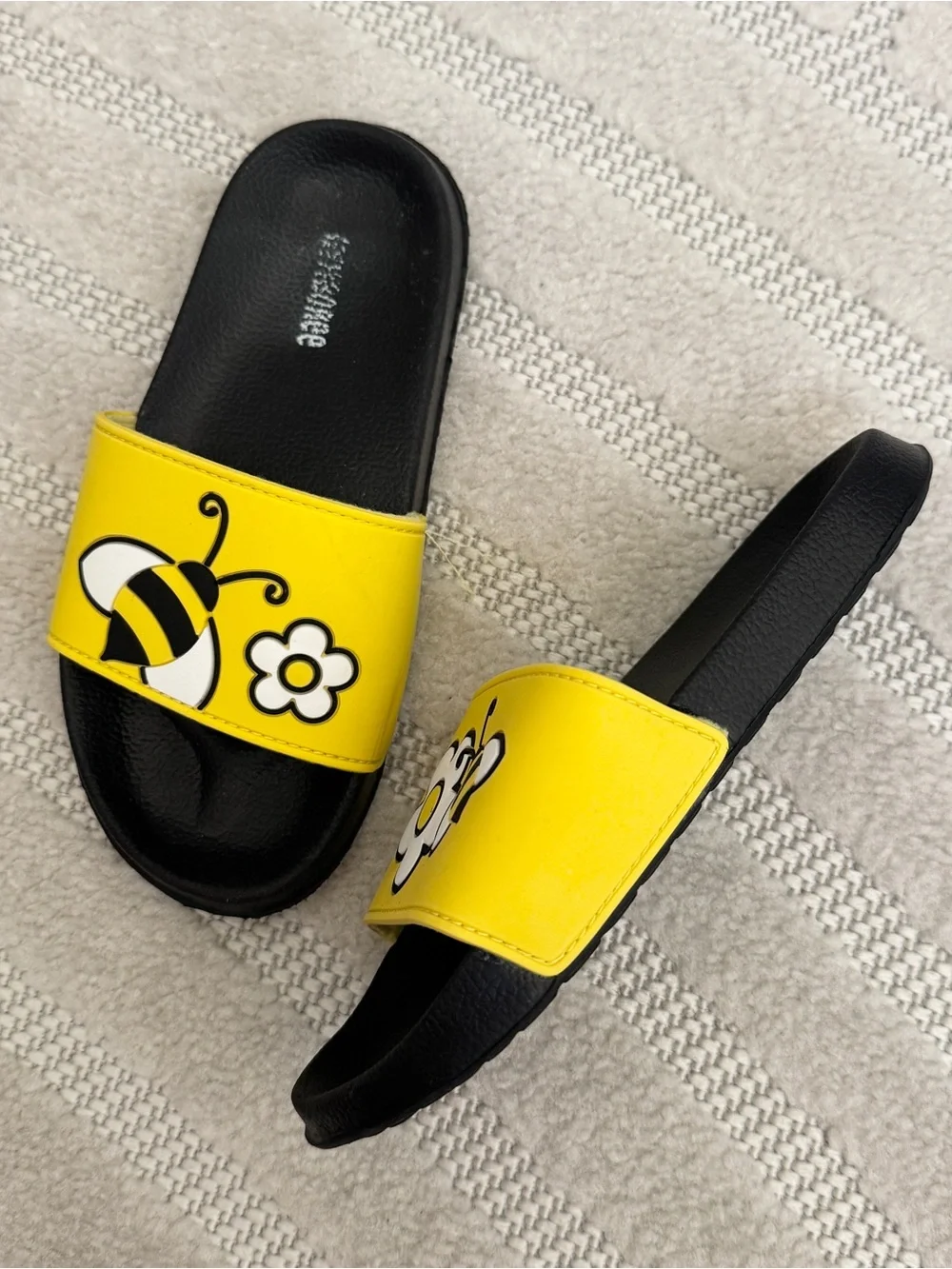Gymboree Yellow Bee Slide Sandals with Flower Graphic